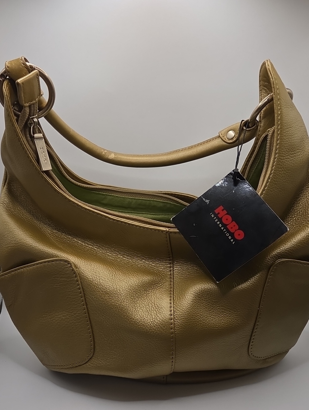 Vintage HOBO International Metallic Gold Crescent Hobo Bag - NWT Deadstock Y2K